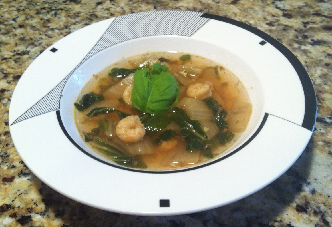 Soupe de crevettes au bok choy et à la citronnelle – Shrimp, Bok Choy and Lemongrass soup