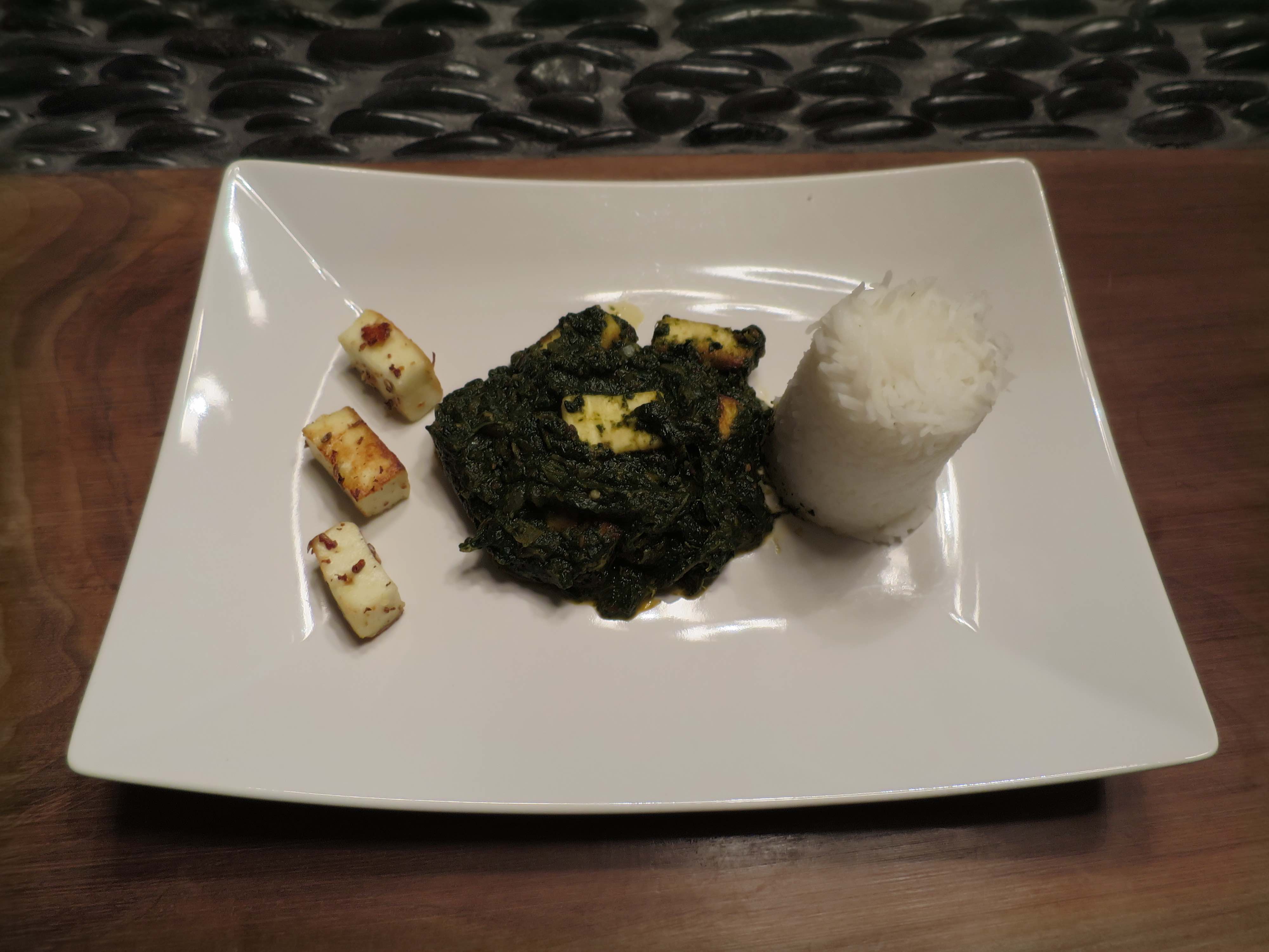 Palak paneer (2 versions: tradition & low cholesterol)