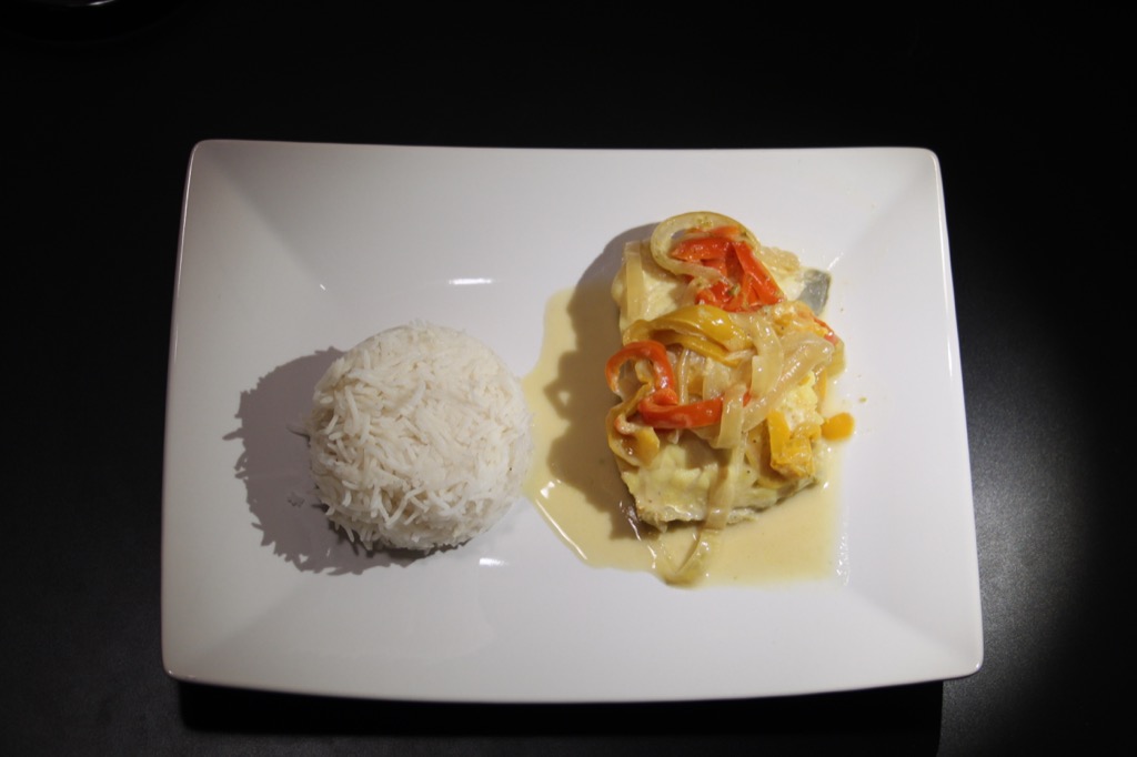 Cabillaud sauce curry-coco – Cod with coconut-curry sauce